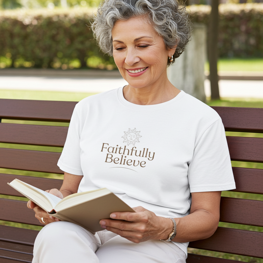 Faithfully Believe logo tee in white for comfortable everyday casual wear